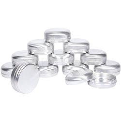 Boîtes de conserve rondes en aluminium, pot en aluminium, conteneurs de stockage pour cosmétiques, bougies, des sucreries, avec couvercle à vis, platine, 77x32mm, 15 pcs / boîte, capacité: 100 ml