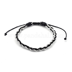Unisex Adjustable Braided Spray Painted Cowhide Leather Cords Bracelets, with Waxed Cotton Cords, White, Inner Diameter: 2-3/8~4-1/4 inch(6.2~10.8cm)