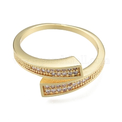 Открытое кольцо-манжета из прозрачного кубического циркония, украшения из латуни для женщин, реальный 18k позолоченный, размер США 8 1/2 (18.5 мм)
