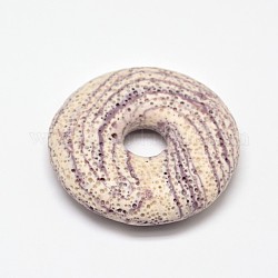 Natürliche Lavastein Donut / Pi Disc große Anhänger, gefärbt, Pflaume, Donutbreite: 19.8mm, 50x11.5 mm, Bohrung: 10.5 mm