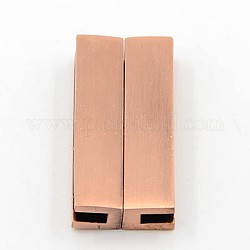 Zinc Alloy Magnetic Clasps for Wide Bracelet Making, Lead Free, Rectangle, Rose Gold, 39x18x7mm, Hole: 3x39mm