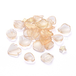 Placcare perle di vetro trasparenti, forme misto, bisque, 5~21x6~14x3~10mm, Foro: 0.9~1.2 mm