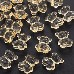 Abalorios de acrílico transparentes, cuentas perforadas superiores, oso, vara de oro, 18.5x15.5x11mm, aproximamente 320 unidades / 500 g