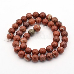 Natural Red Jasper Round Bead Strands, 8mm, Hole: 1mm, about 49pcs/strand, 15.5inch
