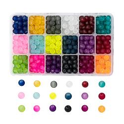 18 farbige transparente Glasperlen, für die Herstellung von Perlenschmuck, matt, Runde, Mischfarbe, 8 mm, Bohrung: 1.3~1.6 mm, über 30pcs / Farbe, 18 Farben, 540 Stück / Karton