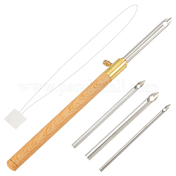 Kits de agujas de perforación diy, Enhebradores de aguja de acero inoxidable y enhebrador de latón, para costura artesanal de diy, color acero inoxidable, 107x8mm