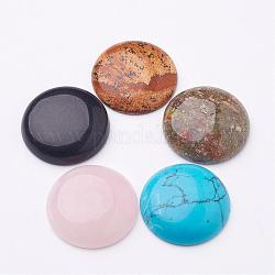 Round Gemstone Cabochons, Assorted Colors, Mixed Stone, 25~27x6~7mm