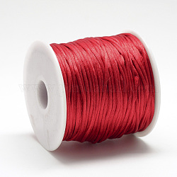 Нейлоновая нить, гремучий атласный шнур, красные, около 1 мм, около 76.55 ярда (70 м) / рулон