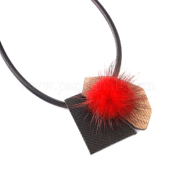 Волосы мяч кулон ожерелье, с искусственной кожей, броши-амфибия, чёрные, 20.86 дюйм
