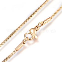 Collares de cadena de serpiente de 304 acero inoxidable, con cierre de langosta, dorado, 1.2 mm x 19.7 pulgadas (50 cm)