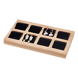 Tablero de exhibición de aretes de madera de 8 cuadrícula, con fornituras de terciopelo, Rectángulo, negro, producto acabado: 21x12x2.7cm, aproximamente 9 PC / sistema