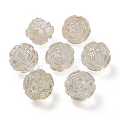 Placage uv perles acryliques irisées arc-en-ciel, perle bicolore en perle, rose, clair, 15.5x16x15mm, Trou: 3mm