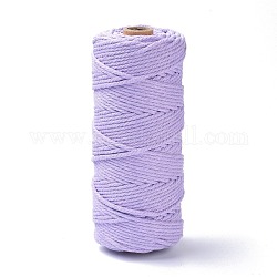 Hilos de hilo de algodón, para la artesanía diy, Envoltura de regalos y fabricación de joyas, lila, 3mm, alrededor de 109.36 yarda (100 m) / rollo