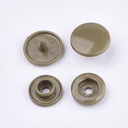 Sujetadores de resina, botones de impermeable, plano y redondo, caqui oscuro, cap: 12x6.5 mm, pin: 2 mm, perno: 10.5x3.5mm, agujero: 2 mm, socket: 10.5x3 mm, agujero: 2 mm