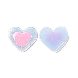 Acrylic Pendants, with Enamel and Glitter Powder, Heart Charm, Light Sky Blue, 25.5x29x2mm, Hole: 1.5mm