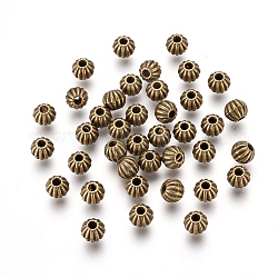 Tibetan Style Alloy Beads, Lead Free & Cadmium Free, Round, Antique Bronze Color, about 7mm in diameter, hole: 1mm