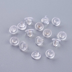 Plastic Ear Nuts, Earring Backs, Clear, 5x7mm, Hole: 0.3mm