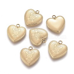 Valentinstag ionenbeschichtung (ip) 304 edelstahl anhänger, Herz mit Pfeil, golden, 15.7x15x2.5 mm, Bohrung: 1.6 mm
