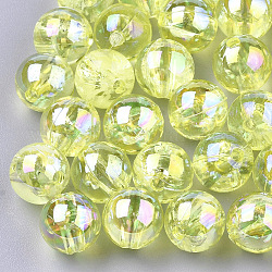 Transparente Kunststoffperlen, ab Farbe plattiert, Runde, grün gelb, 4 mm, Loch: 1.4 mm, 10000 Stück / 250 g