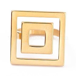 Placcatura ionica (ip) unisex 304 anelli in acciaio inossidabile, quadrato, oro, formato 7, 3mm, diametro interno: 17.3mm