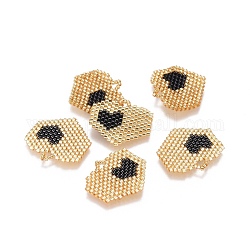 MIYUKI & TOHO Handmade Japanese Seed Beads Pendants, Loom Pattern, Heart, Colorful, 21~22x23x1.7mm, Hole: 3mm