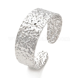 304 bracelet manchette plat texturé en acier inoxydable, couleur inoxydable, diamètre intérieur: 2-1/4 pouce (5.6 cm)