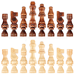 Schluchthandwerk hölzerne Schachfiguren, ohne Brett, zum Ersetzen fehlender Figuren 2.5 Zoll König Schachfiguren Figur, Mischfarbe, 18~20x30~64.5 mm, 2 Farben, 1set / Farbe, 2sets / bag