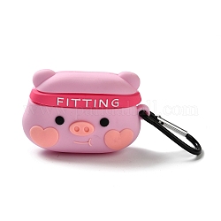Tragetasche für kabellose Ohrhörer aus Silikon, Schweinchen-Aufbewahrungstasche für Kopfhörer, rosa, 50x75 mm