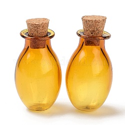 Овальные стеклянные пробковые бутылки орнамент, стеклянные пустые бутылки желаний, флаконы своими руками для подвесных украшений, золотые, 15.5x26~30 мм