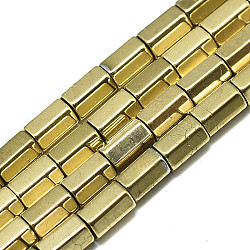 Electroplate non magnetici ematite sintetico fili di perline, esagono, vero placcato oro 18k, 6x4x4mm, Foro: 1 mm, circa 57~58pcs/filo, 15.75 pollice (40 cm)