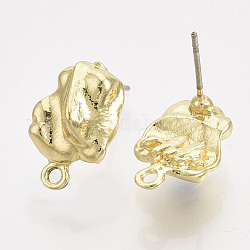 Accessoires de clous d'oreilles en alliage, avec épingles et boucle en acier, or clair, 15.5~16x10mm, Trou: 1.2mm, pin: 0.7 mm