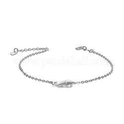 SHEGRACE Beautiful 925 Sterling Silver Link Bracelets, Whale Shape, Platinum, 170mm