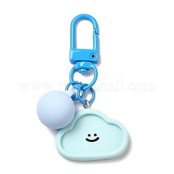 Porte-clés pendentif en acrylique visage souriant de dessin animé, avec breloque boule de bonbon et alliage, pour la décoration de sac de voiture, nuage, 62~67mm