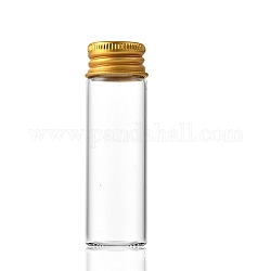 Glass Bottles Bead Containers, Screw Top Bead Storage Tubes with Golden Plated Aluminum Cap, Column, Clear, 2.2x7cm, Capacity: 17ml(0.57fl. oz)