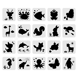 Plastic Drawing Painting Stencils Templates Sets, Animal Pattern, 20x20cm, 20sheet/set