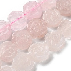 Chapelets de perles en quartz rose naturel, rose sculpté, 15.5~16x4.5~5.5mm, Trou: 1mm, Environ 25 pcs/chapelet, 15.55'' (39.5 cm)