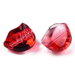 Perles de verre peintes par pulvérisation transparent, Dumplings, rouge, 10x13x9mm, Trou: 1.2mm
