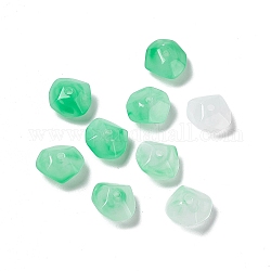 Perline acrilico, Two Tone, cuore sfaccettato, verde mare, 14.5x14x7.5mm, Foro: 2 mm, 73pcs/50g