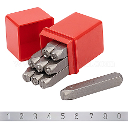 Pandahall 9 pièces ensemble de tampons en métal, Outil de presse de poinçon de timbres de fer numéro 8 de 0-8mm pour l'impression sur le bois de cuir de bijoux en métal