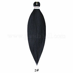 Extension de cheveux longs & droits, cheveux tressés tendus tresse facile, fibre basse température, perruques synthétiques pour femmes, noir, 26 pouce (66 cm)