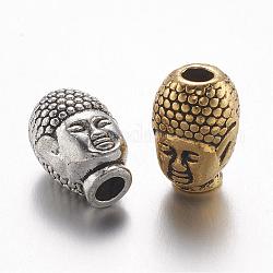 Alloy Beads, Buddha Head, Mixed Color, 12.5x9x8.5mm, Hole: 3mm