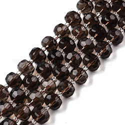 Naturale perle di quarzo fumé fili, con perline semi, sfaccettato, rondelle, 8x6mm, Foro: 1 mm, circa 20~22pcs/filo, 7.09 pollice (18 cm)
