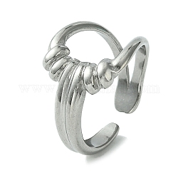 304 anello a polsino aperto in acciaio inossidabile, lacrima di torsione cava, colore acciaio inossidabile, diametro interno: 17.6mm