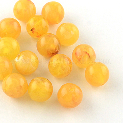 Perles rondes en acrylique d'imitation pierre précieuse, or, 8mm, Trou: 2mm