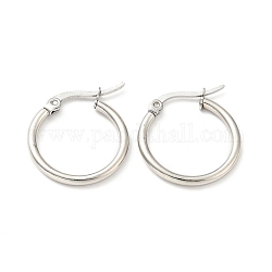 201 Stainless Steel Hoop Earrings for Women, with 304 Stainless Steel Pins, Stainless Steel Color, 18.5~19.5x2mm, Pin: 0.6mm