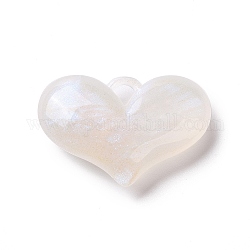 Luminous Acrylic Pendants, with Glitter, Glow In The Dark, Heart Charms, White, 25.5x38x9.5mm, Hole: 4x4mm, about 94pcs/500g