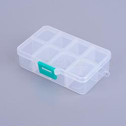 Organizador de almacenamiento de caja de plástico, Divisores ajustables, Rectángulo, blanco, 11x7x3 cm, 1 compartimento: 3x2.5cm, 8 compartimento / caja