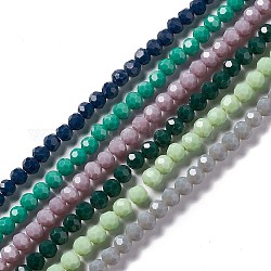 Faceted(32 Facets) Glass Beads Strands, Round, Mixed Color, 6x5.5mm, Hole: 1.2mm, about 95pcs/strand, 22.24''(56.5cm)