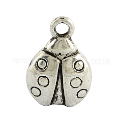 Tibetan Style Alloy Charms, Ladybug Pendant, Cadmium Free & Lead Free, Antique Silver, 15x10x4.5mm, Hole: 2mm, about 550pcs/1000g