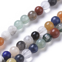 Un mélange naturel de pierres fines perles brins, ronde, 4mm, Trou: 0.5mm, Environ 91 pcs/chapelet, 15.35 pouce (39 cm)